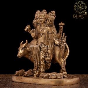 Brass Dattatreya Statue 8 Inch Dattaguru Idol In Brass Bhagwan