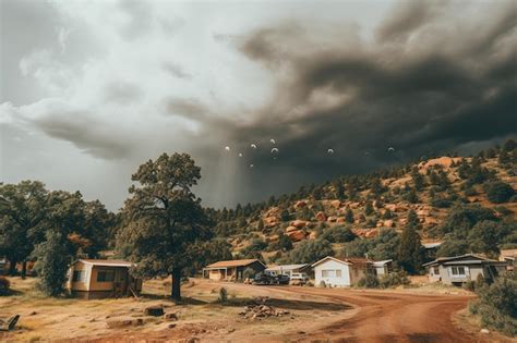 Premium Photo | Thunderstorm rolling in over a campground