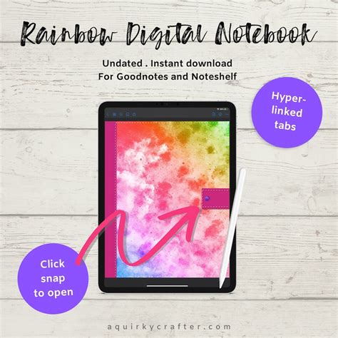 Rainbow Digital Notebook With Bonus Digital Stickers. - Etsy