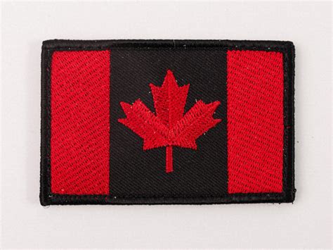 Embroidered Canada Flag (Red and Black) Patch with Velcro – Black Bear Gear