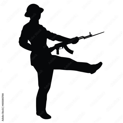 Vetor De Vietcong Soldier With Rifle Gun In Vietnam War Silhouette