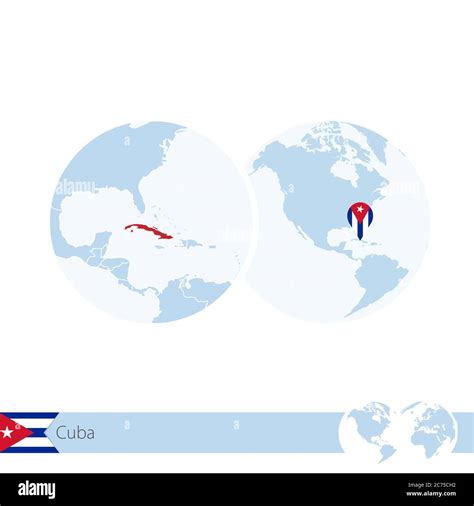 Cuba en el mundo con bandera y mapa regional de Cuba Ilustración