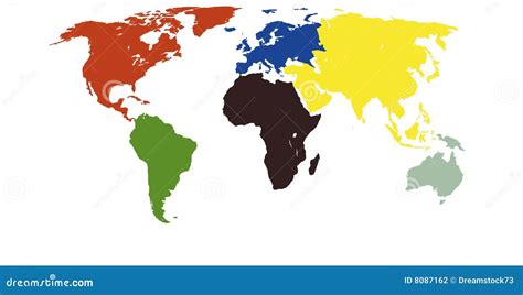 Worldmap Continents In Colors Vector Illustration | CartoonDealer.com ...