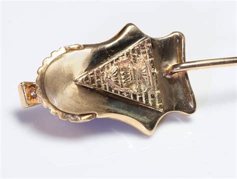 Antique Egyptian Revival Diamond Carnelian Gold Pharaoh Stick Pin