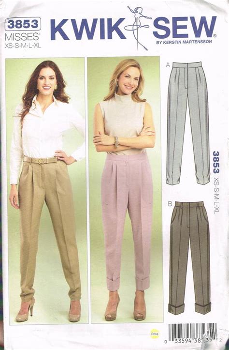 Size Xs Xl Misses Tapered Leg Pleat Front Pants Sewing Etsy Kwik Sew Patterns Pants Sewing