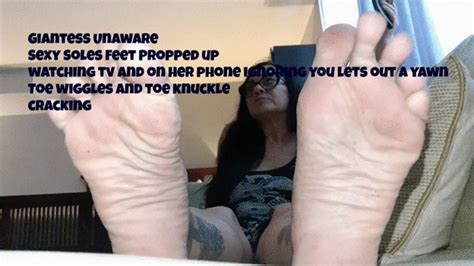 Giantess Unaware Sexy Soles Feet Propped Up Watching Tv And On Her