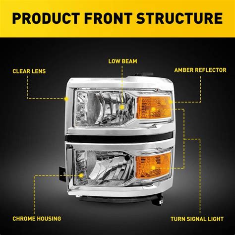 Headlight Assembly Compatible With 2014 2015 Chevy Silverado 1500 Mode — Auxito