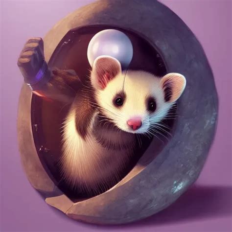 A Ferret Is Cuddling The Time Stone From Avengers Stable Diffusion