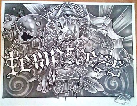 Temptress Graffiti Style Fan Art By Zeke Sawyer Skull Pentagram