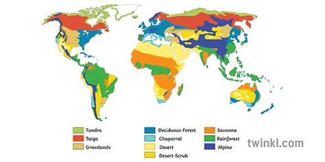 World Biome Map With Key Geography Ks3 Illustration Twinkl