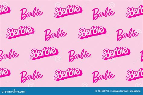 Pattern of Barbie the Movie Pink Logo and Barbie Doll Pink Logo on Pink ...