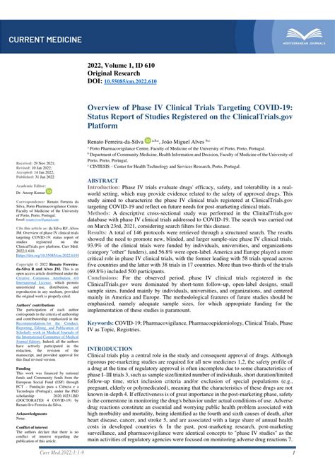 Pdf Overview Of Phase Iv Clinical Trials Targeting Covid Status