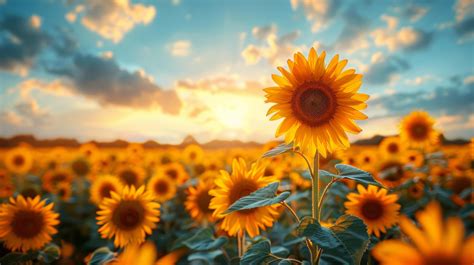 Field Of Sunflowers Under Blue Sky 46109230 Stock Photo At Vecteezy