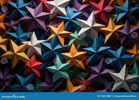 Colored Paper Stars Made in Origami Technique Stock Illustration ...