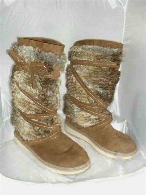 Graceland Ladies Fleece Lined Light Brown Faux Fursuede Calf High