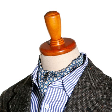 Silk Ascot Tie Navy Square DotBarbershop A Shop Where Men Can Get