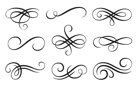 Premium Vector Calligraphic Swirl Ornament Line Style Flourishes Set