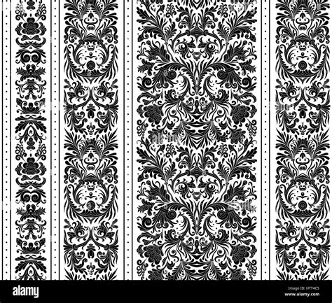 Striped Seamless Pattern On Baroque Style Seamless Floral Wallpaper