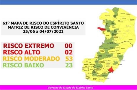 Apenas Dois Munic Pios Capixabas Em Risco Alto Para A Covid Na