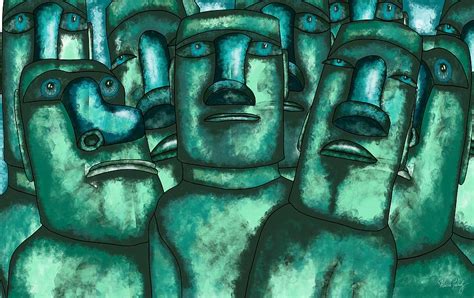 Easter Island statues - Rapanui Moai Maea Painting by Patricia Piotrak ...