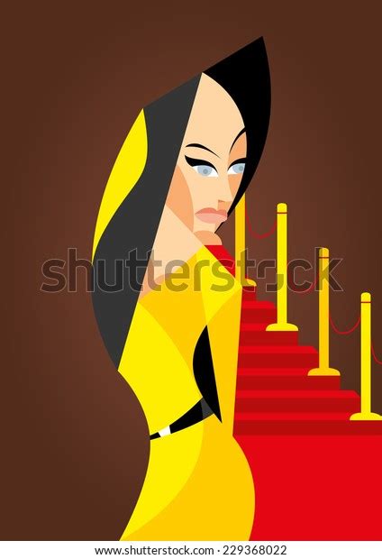 Young Girl Long Black Hair Yellow Stock Vector Royalty Free 229368022