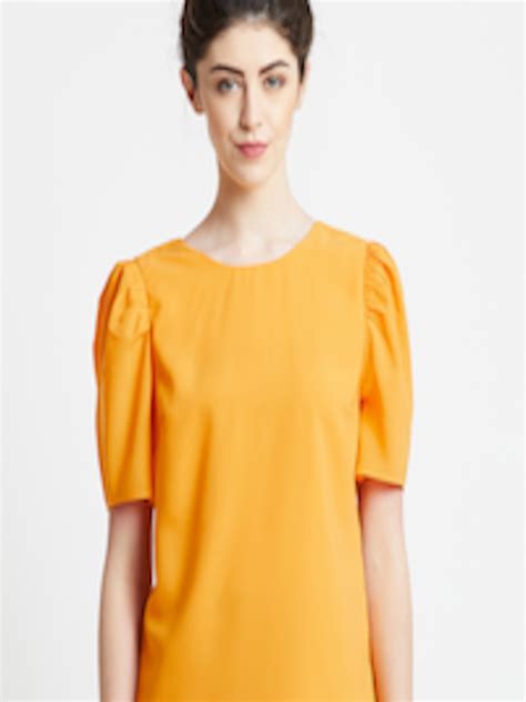 Buy Cover Story Women Mustard Yellow Solid Top Tops For Women 9201433