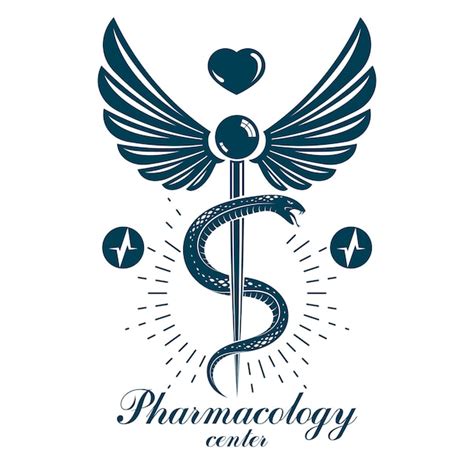 Icono de pharmacy caduceus logotipo médico creado con forma de corazón