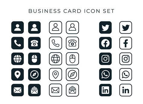 Business Card Icon Set On Rounded Square Background 26175426 Vector Art