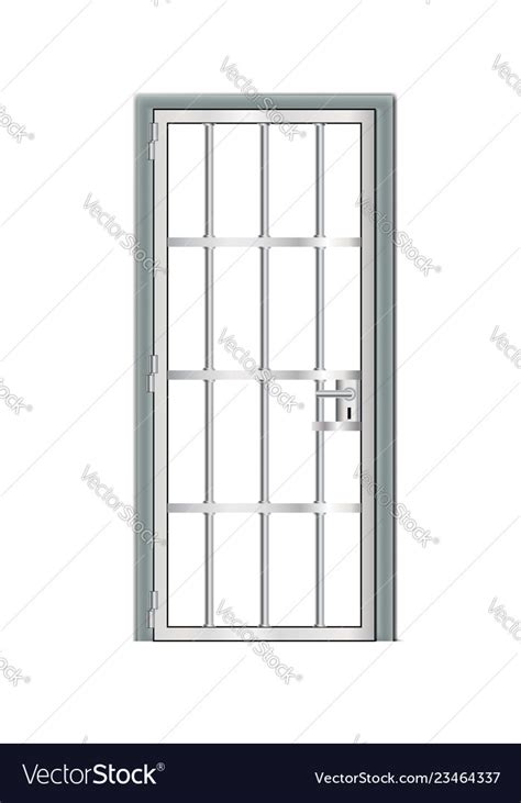 Gray door prison interior metal jail cell Vector Image