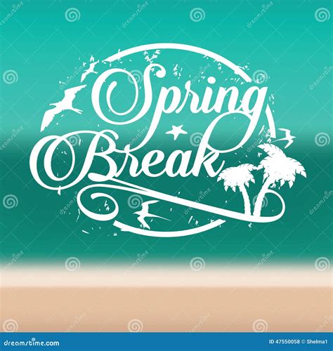 Spring Break Stamp Beach Background Stock Illustrations – 3 Spring ...