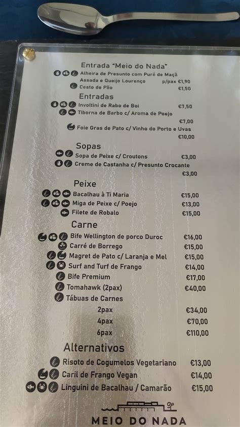 Menu Em Restaurante Meio Do Nada Urgueira Portugal