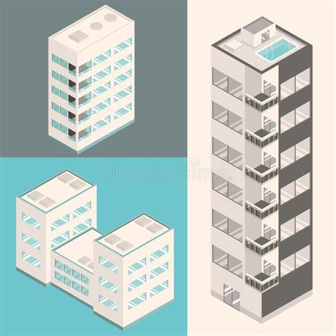 Set Of Isometric Buildings Stock Vector Illustration Of House 227923901