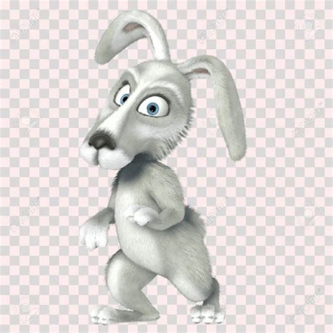 A Cartoon Bunny Is Standing Up With One Foot On The Ground And Looking