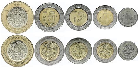 Pièce Mexique Série 5 monnaies 50 centavos 1 à 10 Pesos 2018 dont 4