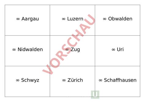 Arbeitsblatt Kantonswappen Geographie Schweiz