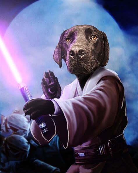 Pet Portrait mace Windu Star Wars Dog Portrait Funny Dog Gift - Etsy