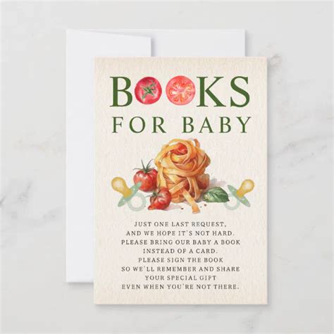 Oh Baby Pasta Pacifiers Baby Shower Book Request Invitation Zazzle