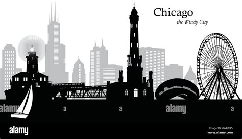 Vector Illustration Of The Skyline Of Chicago Illinois Usa Stock