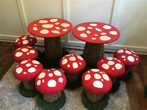 Childrens Play Table And Stool Chair Set Mushroom Table Etsy