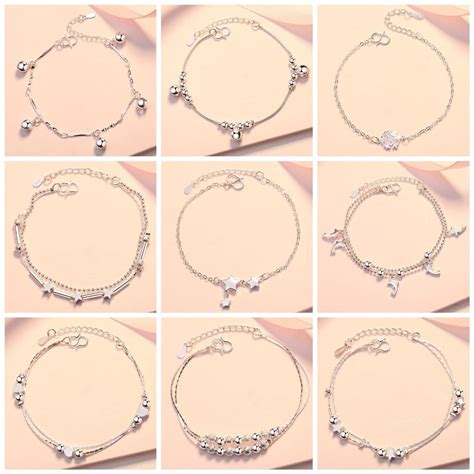 Jual Gelang Tangan Wanita Gelang Perak Double Layer Silver Gelang