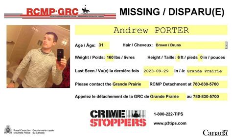 Grande Prairie Rcmp Seek Information On Missing Man Andrew Porter