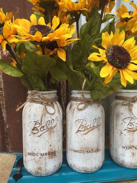 Sunflower Mason Jar Arrangement Flower Arrangement Mason Jar Mason