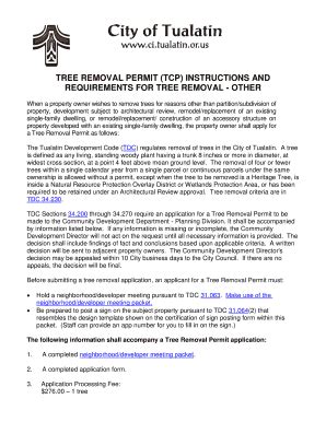 Fillable Online Tree Removal Permit City Of Tualatin Fax Email Print