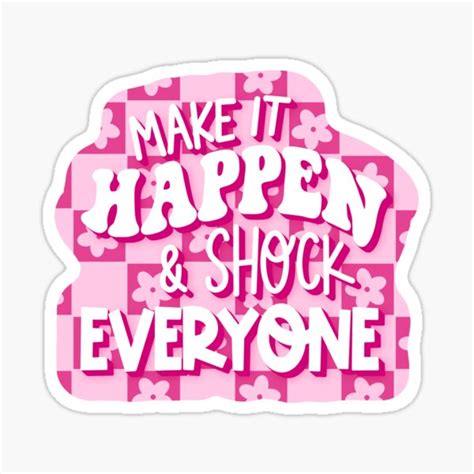 "Pink Checked, Y2K flower inspirational quote" Sticker for Sale by ...