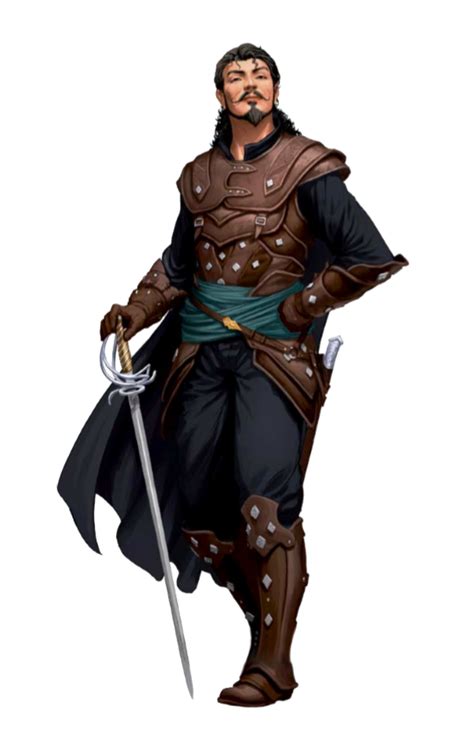 Male Human Rogue With Rapier And Studded Leather Jubrayl Vhiski