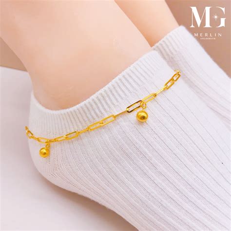 916 Gold Link Chain with Dangling Three Bell Anklet | Merlin Goldsmith