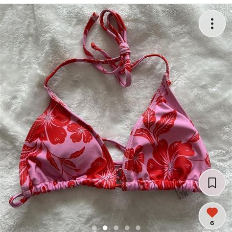 Cute Pink Floral Bikini Never Worn Too Small For Depop