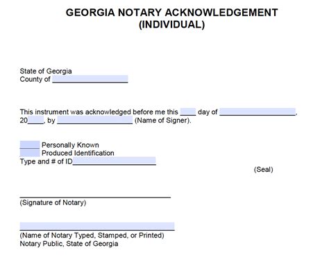 Free Georgia Notary Acknowledgement Forms Pdf Word