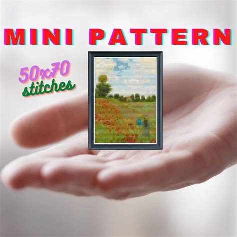 Pdf Mini Poppy Fields Cross Stitch Pattern Claude Monet Paintings Mini