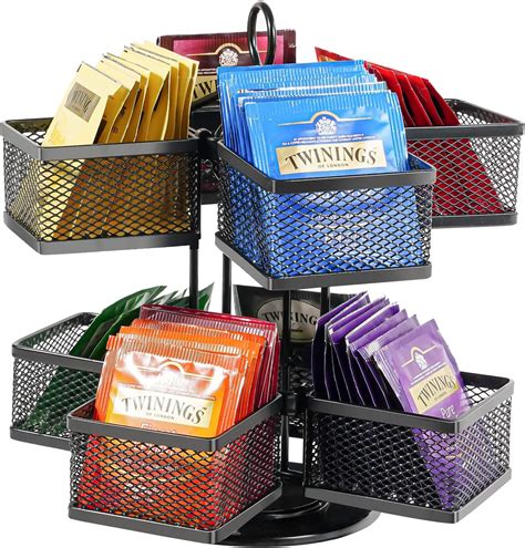 Puricon Tea Bag Storage Organizer Spinning Tea Bag Holder Rack Lazy